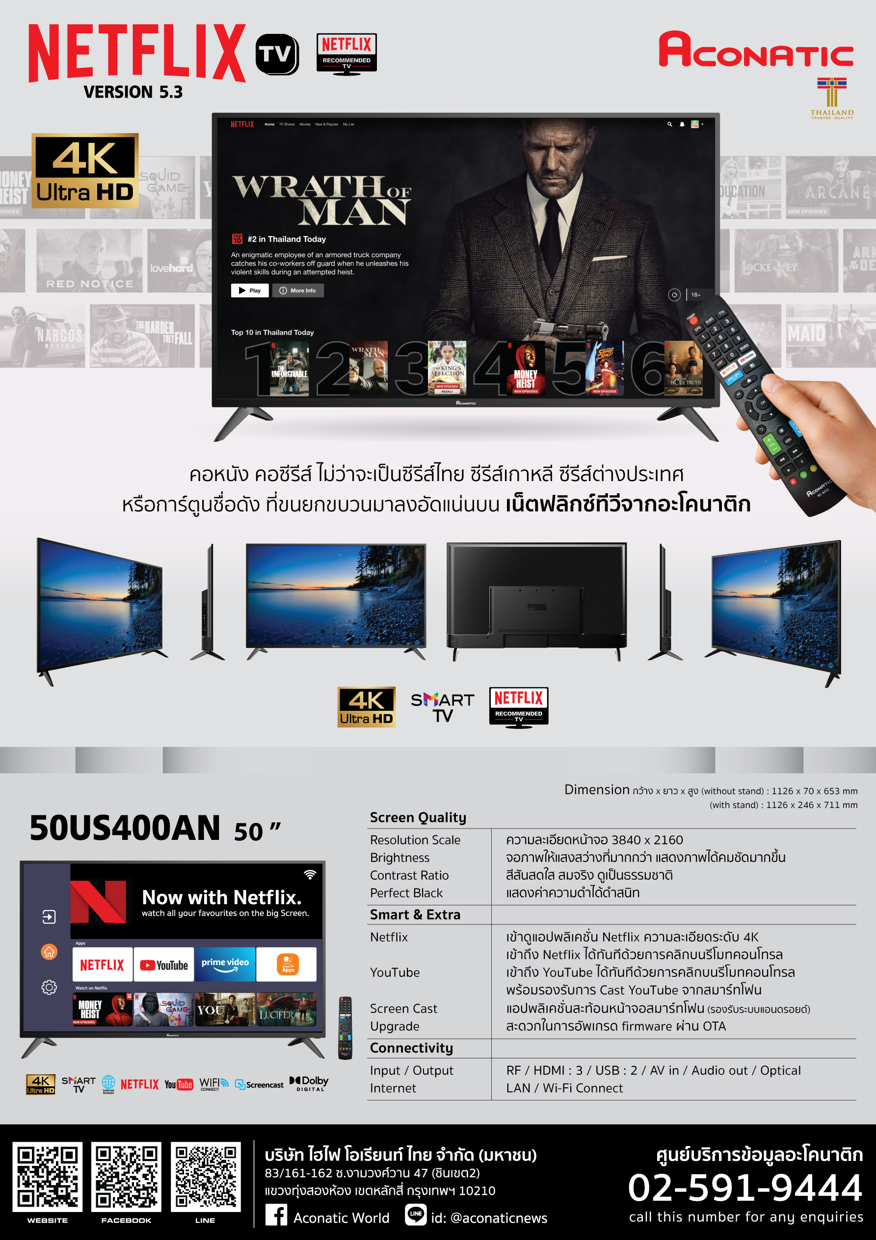 Netflix TV 50" model 50US400AN