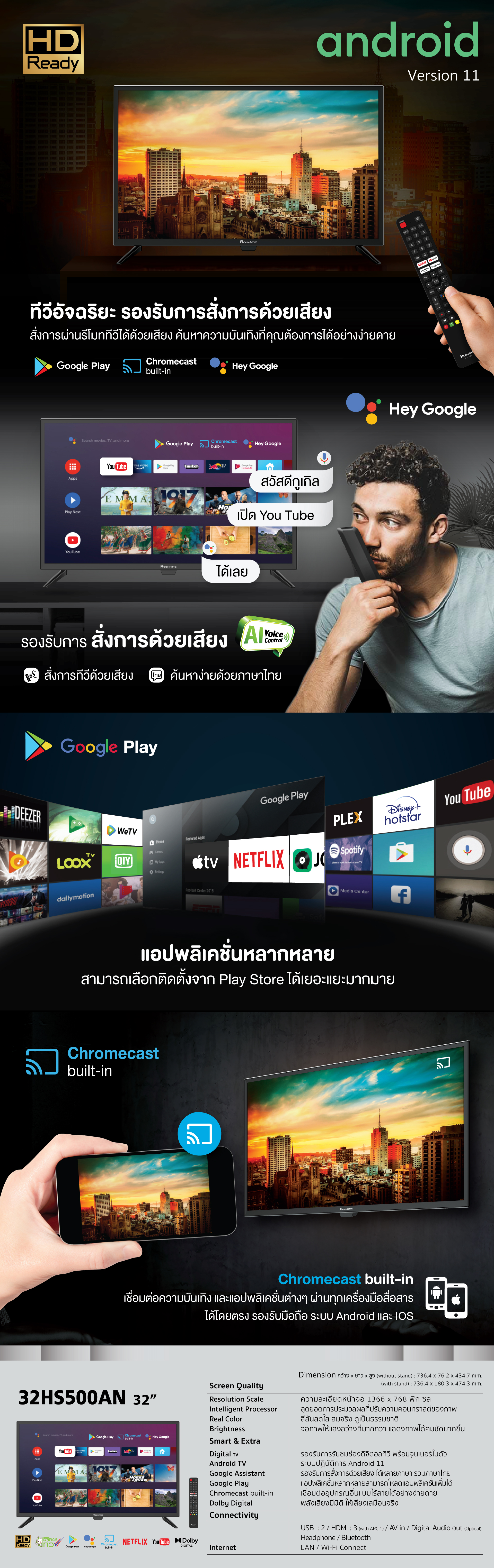 Android TV 32" model 32HS500AN